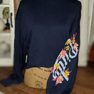 VS PINK Cropped Floral Crew